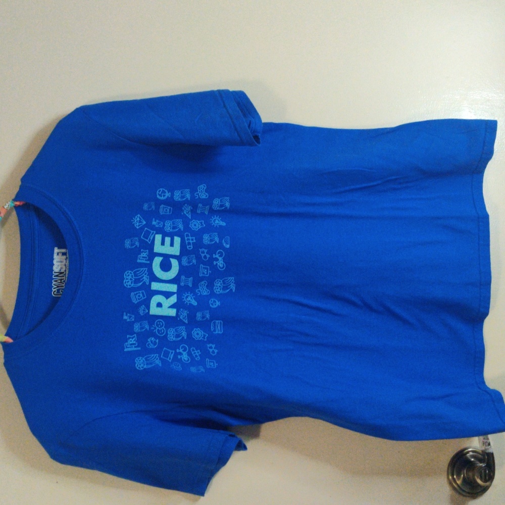 Cyan Soft Rice Collegiate Blue Tee Size M